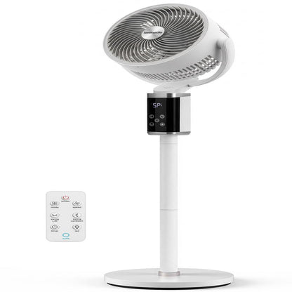 Serenelife Omni-Directional Fan With 90° Vertical And 60° Horizontal Auto Oscillation, 6 Speeds, 12-Hour Timer, And Ambient Light – Quiet 45W Fan For Home & Office (White)