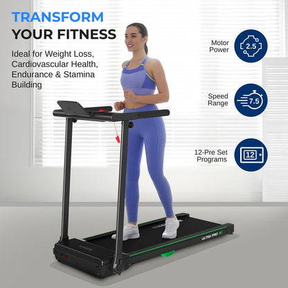 Folding Treadmill for Weight Loss, 2.5 HP Motor, Shock Absorption, White LED