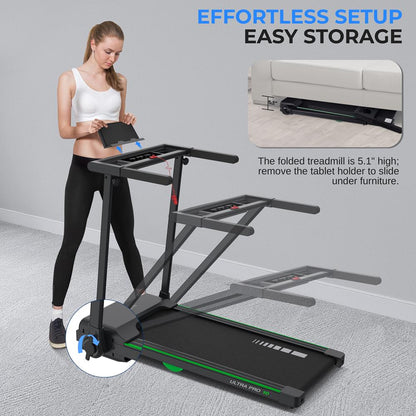 Folding Treadmill for Weight Loss, 2.5 HP Motor, Shock Absorption, White LED