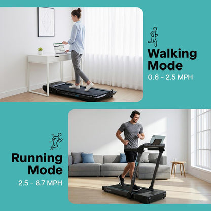 Walking Pad Treadmill, Space-Saving, 2.5HP, LED Display, 265lbs Capacity