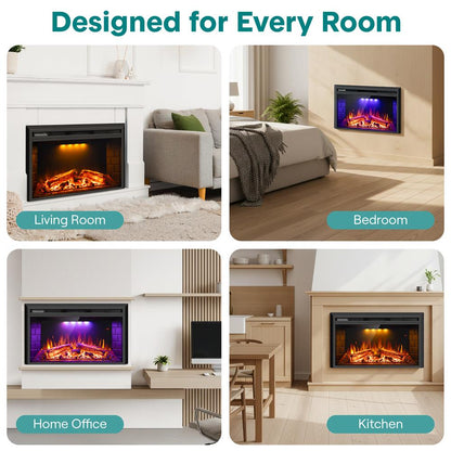 Serenelife Wall-Mounted Fireplace Heater With Decorative Led Flame, Smart Wi-Fi Via Tuya App, Touch Screen Panel And Remote (Black)