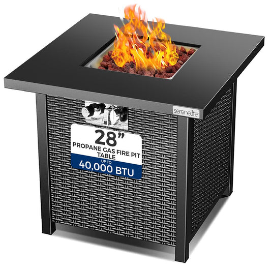 Outdoor Propane Fire Pit Table 40,000 BTU Steel Top Weather-Resistant