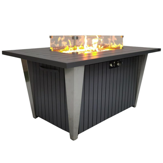 Outdoor Propane Fire Pit Table 50,000 BTU Weatherproof Glass Guard