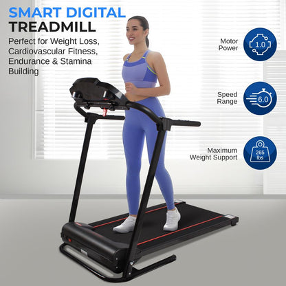 Electric Folding Treadmill, Compact Design, Bluetooth, 12 Modes