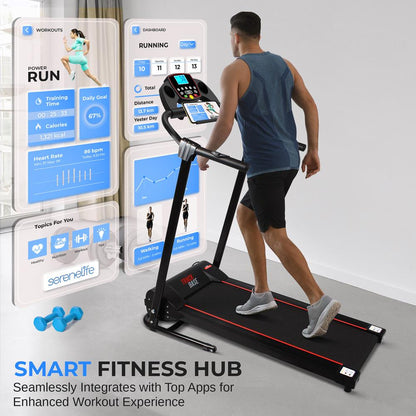 Electric Folding Treadmill, Compact Design, Bluetooth, 12 Modes