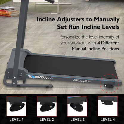 Electric Folding Treadmill, Bluetooth Sync, Manual Incline, Compact Design