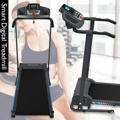 Electric Folding Treadmill, Bluetooth Sync, Manual Incline, Compact Design