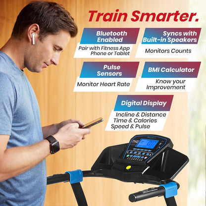 Electric Folding Treadmill, Space-Saving, 1.5 HP, Bluetooth App