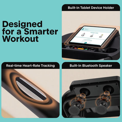 Serenelife Foldable Smart Digital Treadmill With 5 Led Display Windows, Bluetooth Music Connectivity, Advanced App Integration, High-Performance Cushioning System, And 2-Level Manual Incline For Optimal Workouts - Powered By 2.5Hp Motor