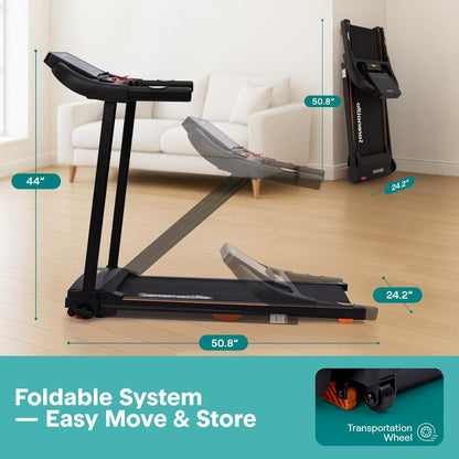 Serenelife Foldable Smart Digital Treadmill With 5 Led Display Windows, Bluetooth Music Connectivity, Advanced App Integration, High-Performance Cushioning System, And 2-Level Manual Incline For Optimal Workouts - Powered By 2.5Hp Motor