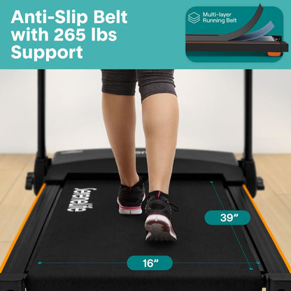 Serenelife Foldable Smart Digital Treadmill With 5 Led Display Windows, Bluetooth Music Connectivity, Advanced App Integration, High-Performance Cushioning System, And 2-Level Manual Incline For Optimal Workouts - Powered By 2.5Hp Motor