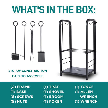 Firewood Rack 220 lbs Capacity Sturdy Metal Indoor/Outdoor