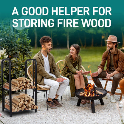 Firewood Rack 220 lbs Capacity Sturdy Metal Indoor/Outdoor