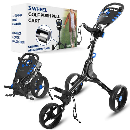Golf Push Cart - Lightweight, Foldable, Aluminum Frame, White