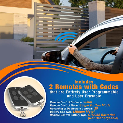 Automatic Sliding Gate Opener, Heavy Duty, Aluminum Alloy, 2 Remotes