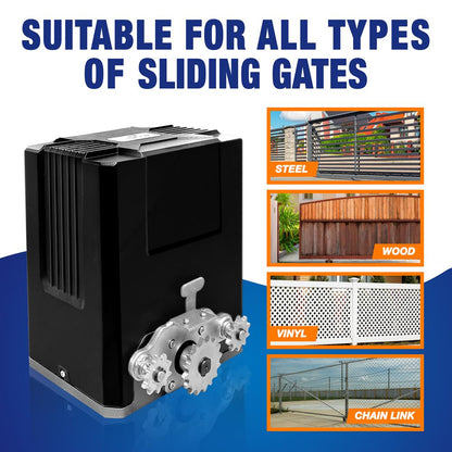 Automatic Sliding Gate Opener, Heavy Duty, Aluminum Alloy, 2 Remotes