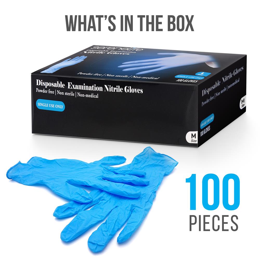 Disposable Nitrile Gloves 100ct - Puncture Resistant, Medium