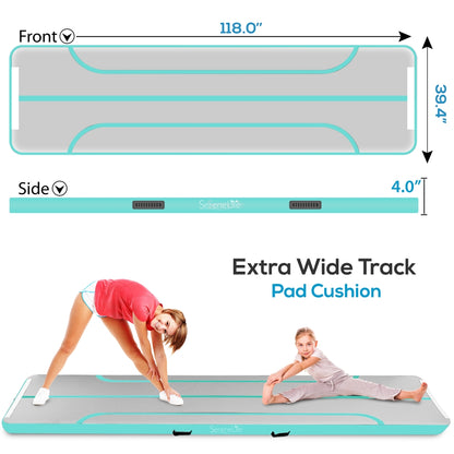 Inflatable Gymnastics Mat 10FT - Bouncy, Waterproof, Durable, with Pump