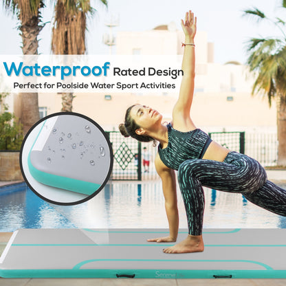 Inflatable Gymnastics Mat 10FT - Bouncy, Waterproof, Durable, with Pump