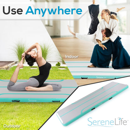 Inflatable Gymnastics Mat 10FT - Bouncy, Waterproof, Durable, with Pump