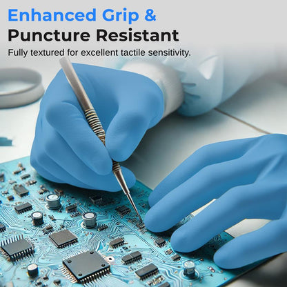 Disposable Nitrile Gloves, Puncture Resistant, Textured Grip, Large, 100 Pcs