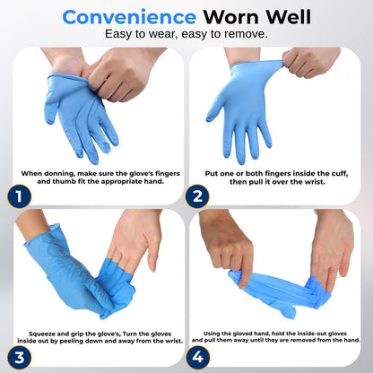 Disposable Nitrile Gloves, Puncture Resistant, Textured Grip, Large, 100 Pcs