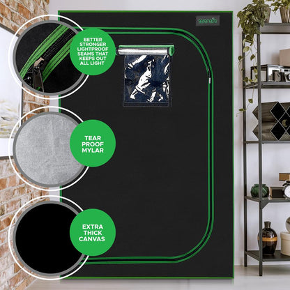 Hydroponic Grow Tent 48"x24"x60" Reflective Mylar with Floor Tray