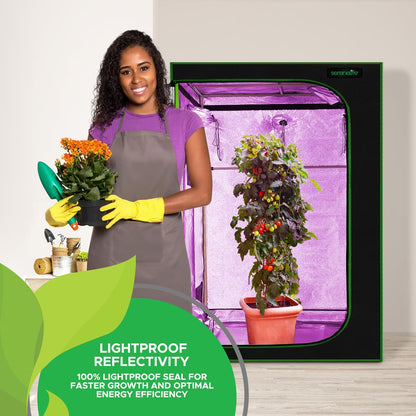 Hydroponic Grow Tent 48"x24"x60" Reflective Mylar with Floor Tray