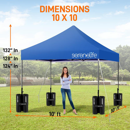 Pop Up Canopy Tent 10x10 - Waterproof UV Protection, Portable, Navy Blue