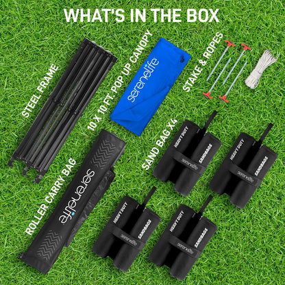 Pop Up Canopy Tent 10x10 - Waterproof UV Protection, Portable, Navy Blue