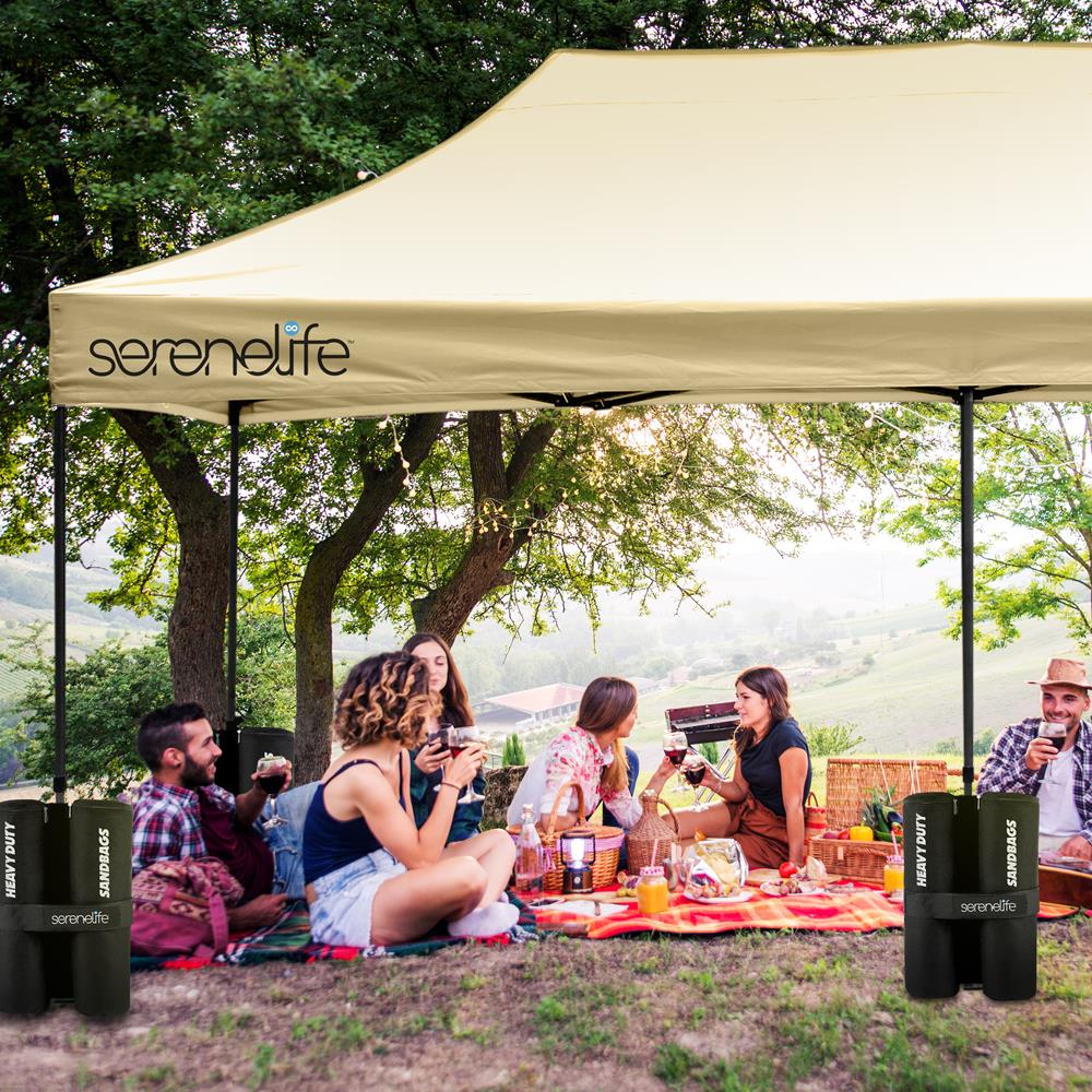 Pop Up Canopy Tent 10x20 - Waterproof, UV Blocker, Khaki – Pyle USA