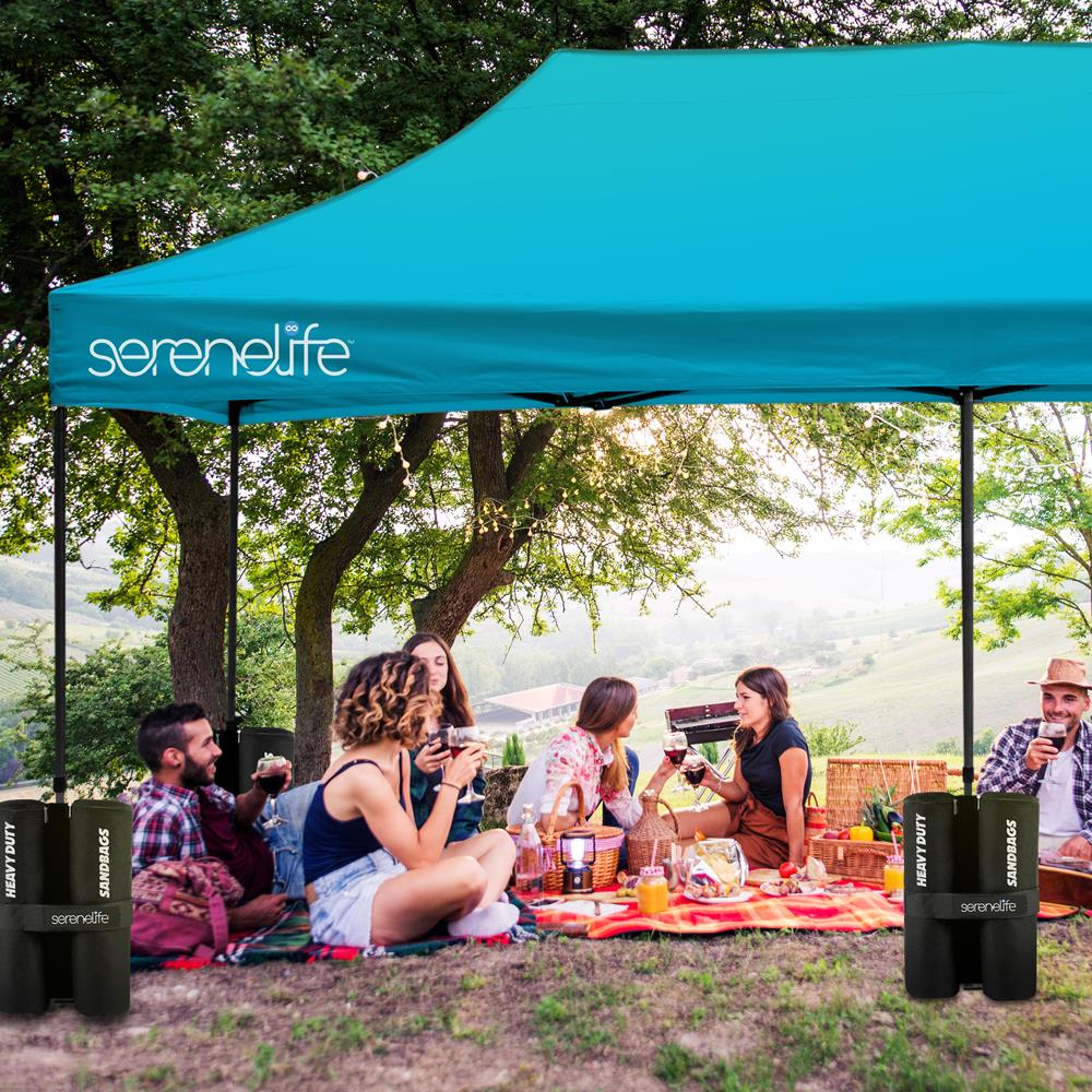 Pop Up Canopy Tent 10x20 UV Blocker Waterproof Sky Blue – Pyle USA