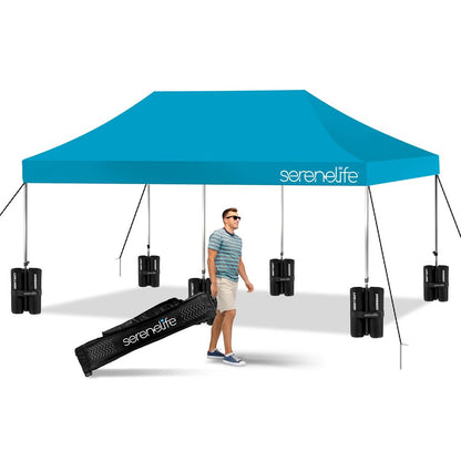 pop up tent 10 x 20 Pop Up Canopy Tent 10x20 UV Blocker Waterproof Sky Blue – Pyle USA