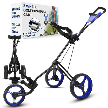 3 wheel bicycle cart Foldable 3-Wheel Golf Cart, Easy Storage, Steel Frame, Quick Brake – Pyle USA