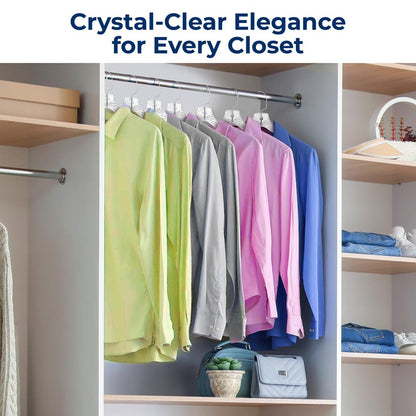 50-Pack Transparent Non-Slip Hangers - Space-Saving, Swivel Hook