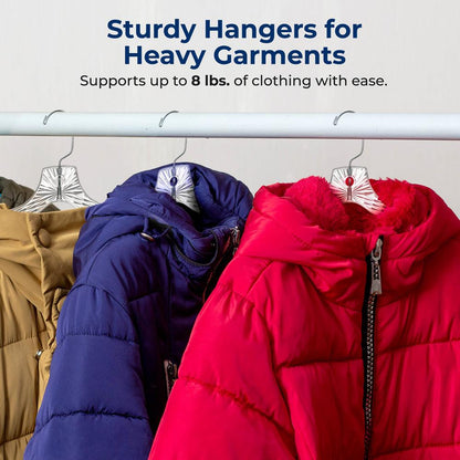 50-Pack Transparent Non-Slip Hangers - Space-Saving, Swivel Hook