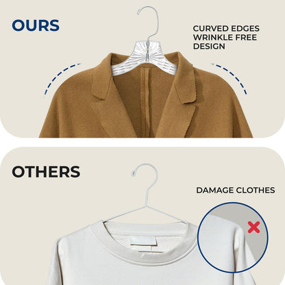 50-Pack Transparent Non-Slip Hangers - Space-Saving, Swivel Hook