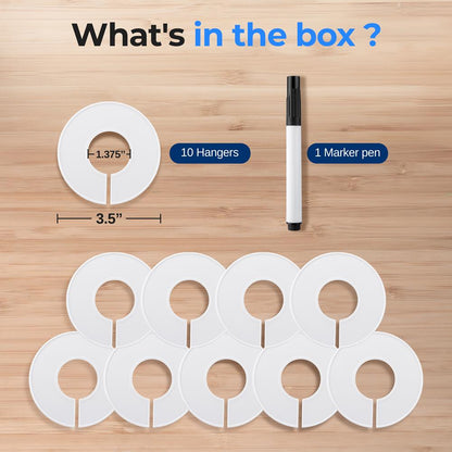 10-Piece White Plastic Hanger Dividers - Organize Closet - Sturdy PP