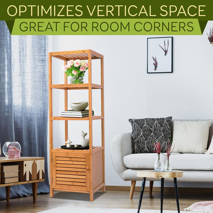 5 Tier Bamboo Storage Cabinet Shelf