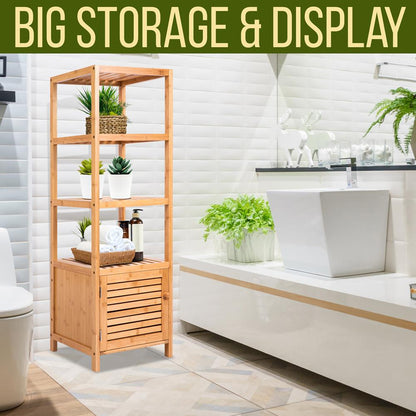 5 Tier Bamboo Storage Cabinet Shelf