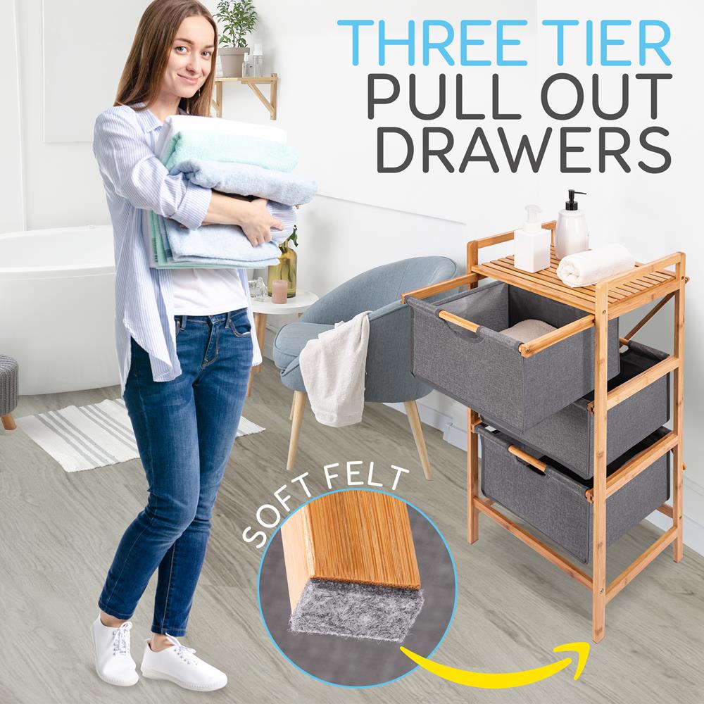 product image number 4 for SereneLife Bamboo Shelf With Storage Hamper