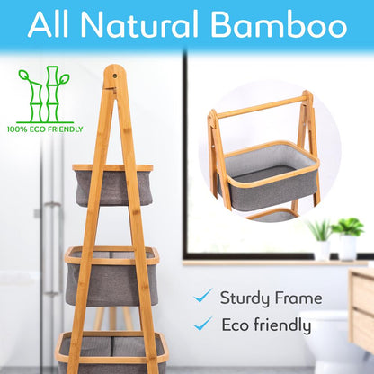 product image number 3 for SereneLife Bamboo Shelf With Storage Hamper