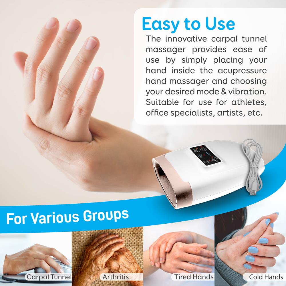 Electric Hand Massager Pain Relief 5 Modes Heat Function White Electric Hand Massager Pain Relief 5 Modes Heat Function White