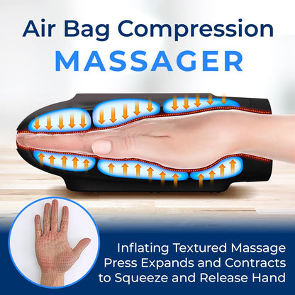 Hand Massager Pain Relief Air Pressure Heat Rechargeable 6 Modes
