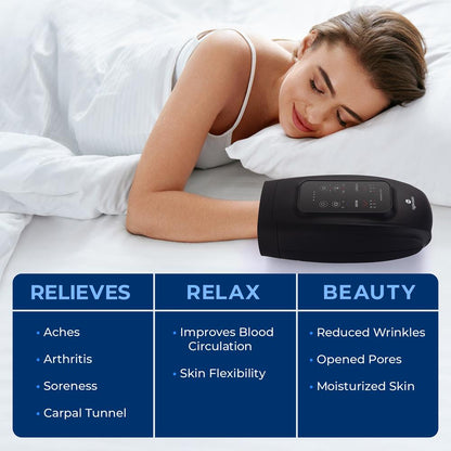 Hand Massager Pain Relief Air Pressure Heat Rechargeable 6 Modes