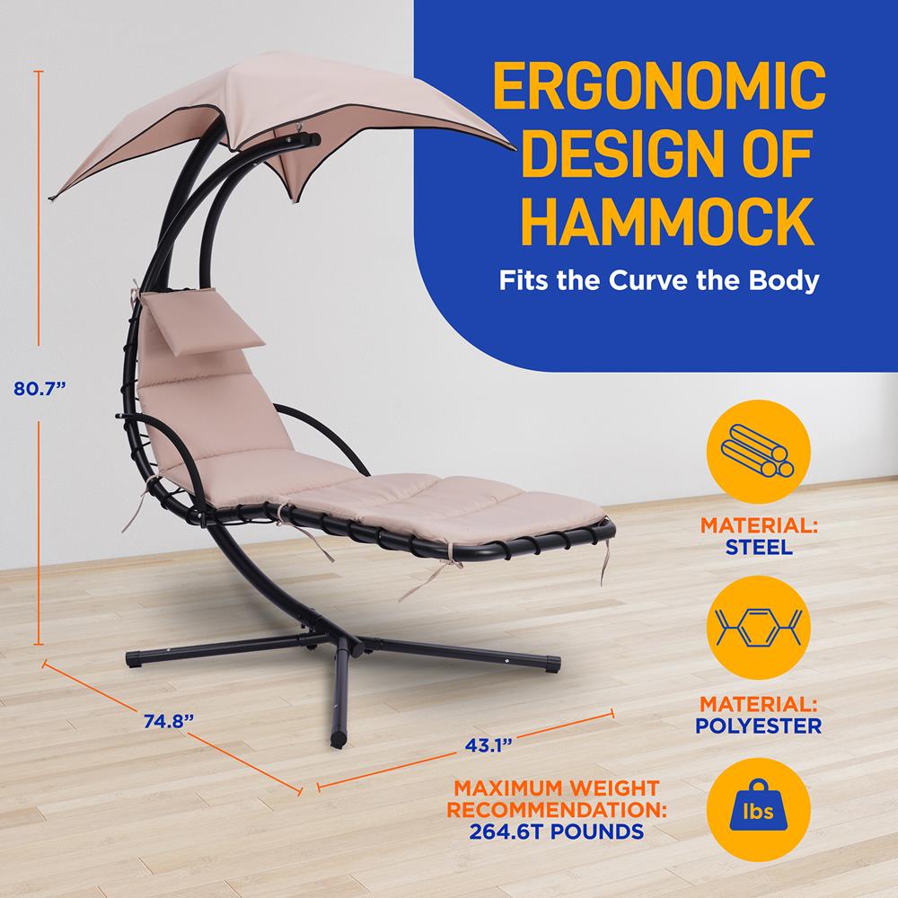 Outdoor Hanging Chaise Lounge Chair - Thumbnail 2