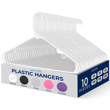 10 Pack Non-Slip Plastic Hangers, Space-Saving, 360° Swivel Hook, White