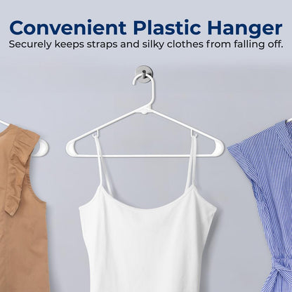 50-Pack White Plastic Hangers - Space-Saving, Durable, Non-Snag Design