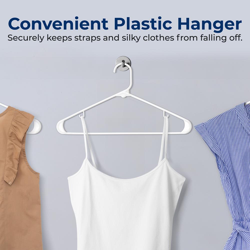 50-Pack White Plastic Hangers - Space-Saving, Durable, Non-Snag Design - Thumbnail 4