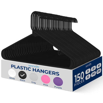 Plastic Hangers 150 Pack, Space-Saving Non-Slip Design, Ultra-Thin